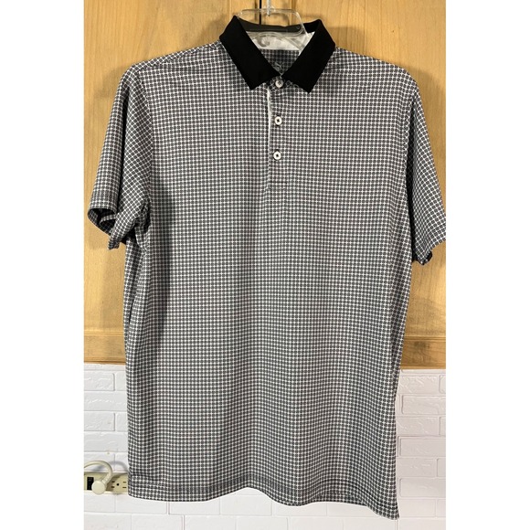 Puma Other - Puma Polo Shirt Mens‎ Medium Black White Geometric Print Golf Tee